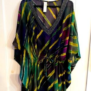 Sheer top which can be used as a swimsuit cover up or worn as a top over a tank.